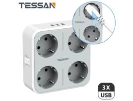 Adaptador TESSAN TS-302-DE-GR (Plástico - Cinzento)