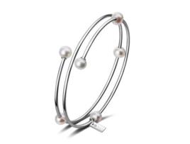 Bangle em Prata/Pérola Branca AILORIA Midori (Branco - 6.5 x 0.5 x 0.6 cm)