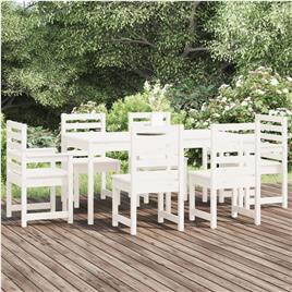 vidaXL 7 pcs conj. de jantar p/ jardim madeira de pinho maciça branco
