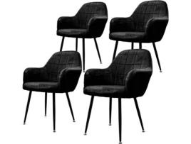 Conjunto de 2 Cadeiras de Jantar ECD GERMANY 44 Preto (Microfibra, Metal - 58x43x83 cm)