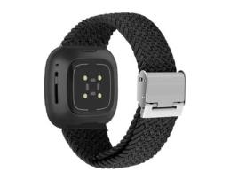 Bracelete Pulseira Entrançada Flexível para Fitbit by Google Versa Lite Preto