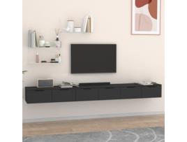vidaXL Armários de parede 2pcs 102x30x20cm derivados de madeira preto