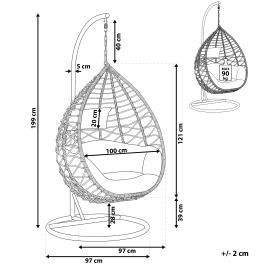 Cadeira suspensa com suporte em rattan cor natural  ARSITA