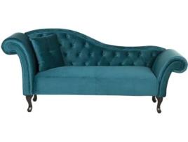 Chaise longue em veludo verde esmeralda e apoio esquerdo LATTES
