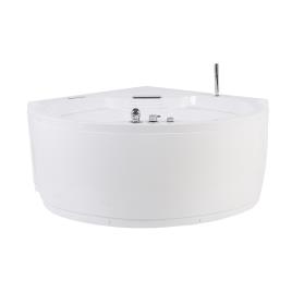 Banheira de hidromassagem de canto com LED e coluna Bluetooth branca MILANO