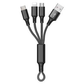 Myway Cabo Usb Lightning Usb-c Micro Usb 2.4a 16cm One Size Black