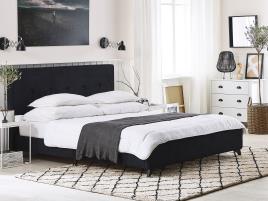 Cama estofada em tecido preto 140 x 200 cm AMBASSADOR