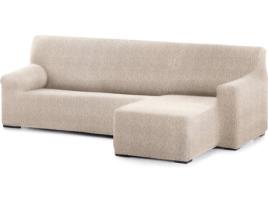 Capa Multielástica para Chaise Longue JM TEXTIL Spongy (Braço Curto - Direito - Bege - Até 360 cm)