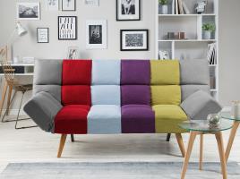 Sofá-cama de 3 lugares em tecido patchwork multicolor INGARO