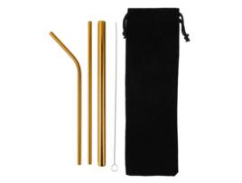 3 Palhinhas  Aço Reutilizáveis (Amarelo)