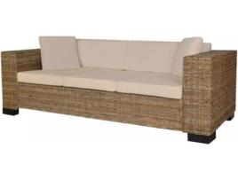 Conjunto de Sofás VIDAXL 3 lugares vime genuíno (8 peças)