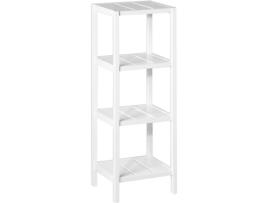 Armário de WC  4 Prateleiras (Branco - 37x33x110 cm - Madeira)