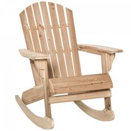 Outsunny Cadeira de balanço de madeira natural Adirondack para jardim terraço externo rústico Carga 130 kg 77x94x97 cm Cor Teca