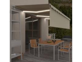 vidaXL Toldo automático c/ estore/LED/sensor de vento 6x3 m cor creme