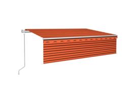 vidaXL Toldo autom. c/ estore/LED/sensor vento 6x3 m laranja/castanho