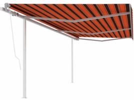 vidaXL Toldo retrátil automático com postes 6x3,5 m laranja e castanho