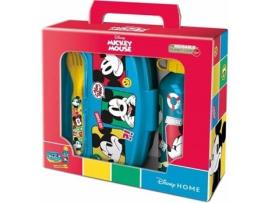Conjunto de piquenique Mickey Mouse Fun-Tastic Sanduicheira 400 ml Talheres Garrafa Alumínio