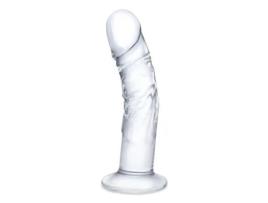 Dildo Glas Curved with veins Vidro