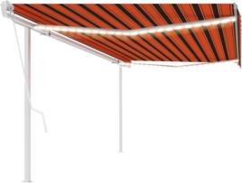 vidaXL Toldo autom. c/ LED e sensor de vento 5x3,5 m laranja/castanho