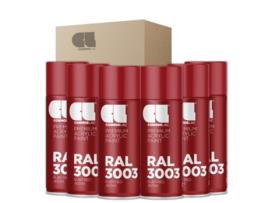 6 X Spray Acrílico Brilhante Premium Ral Cosmos Lac 400 Ml (Ral 3003 Vermelho Rubi)