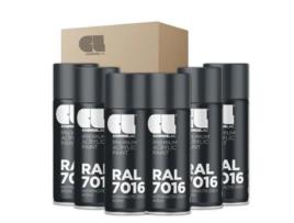 6 X Spray Acrílico Premium Brilhante Ral Cosmos Lac 400 Ml (Ral 7016 Cinzento Antracta)