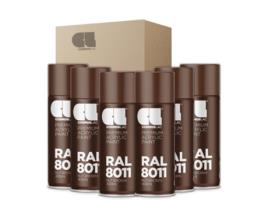 6 X Spray Acrílico Brilhante Premium Ral Cosmos Lac 400 Ml (Ral 8011 Castanho Noz)