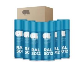 6 X Spray Acrílico Brilhante Premium Ral Cosmos Lac 400 Ml (Ral 5012 Azul Luminoso)