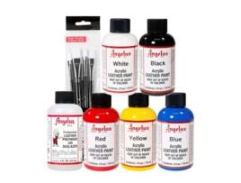 Kit 5 Cores Pintura Pele Angelus + Preparador + Pincéis 118 Ml
