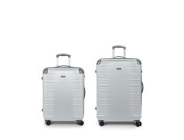 Conjunto de 2 Malas de Viagem GABOL Média e Grande Expansíveis Balance XP rígidas Prata (77x55x33 cm - 180 L)