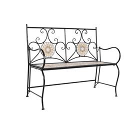 Banco DKD Home Decor 111 x 54 x 88 cm Cerâmica Mosaico Preto Metal Multicolor