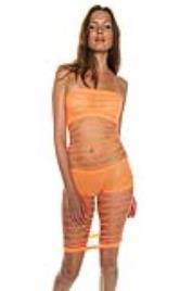 VESTIDO DE LYCRA VERMELHO COM HOTPANTS LARANJA