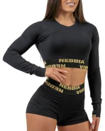 T-Shirt de manga comprida Nebbia NEBBIA Women s Long Sleeve Crop Top INTENSE Perform Gold