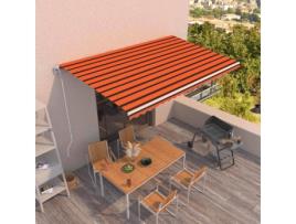 vidaXL Toldo retrátil automático 500x350 cm laranja e castanho
