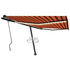 vidaXL Toldo retrátil manual c/ luzes LED 400x350cm laranja e castanho