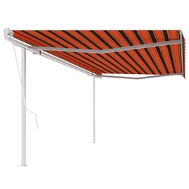 vidaXL Toldo retrátil automático com postes 5x3,5 m laranja e castanho