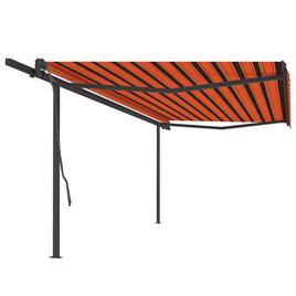 vidaXL Toldo retrátil manual com postes 5x3 m laranja e castanho