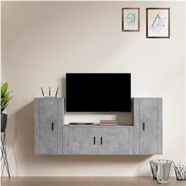 vidaXL Conjunto móveis de TV 3 pcs madeira processada cinzento cimento