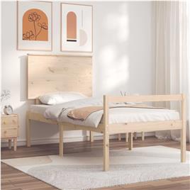 vidaXL Estrutura de cama com cabeceira 90x200 cm madeira maciça