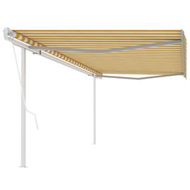 vidaXL Toldo retrátil automático com postes 5x3,5 m amarelo e branco