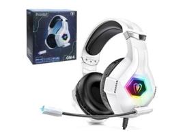 Auscultadores Gaming C/Fio Microfone Almofadados e com Luz Led Rgb Beexcellent Branco + Preto