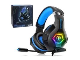 Auscultadores Gaming C/Fio Microfone Almofadados e com Luz Led Rgb Beexcellent Preto + Azul