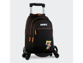 Mochila Escolar FORTNITE Durrr de Compartimento Duplo Principal + Carrinho Toybags com 4 Rodas Giratórias