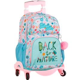 Blin-Blin Mochila Escolar Primária Black To Nature Compartimento Duplo + Carrinho TOYBAGS com 4 Rodas Giratórias