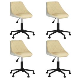vidaXL Cadeiras de jantar giratórias 4 pcs couro art. creme/branco