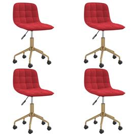 vidaXL Cadeira de jantar giratórias 4 pcs veludo vermelho tinto