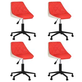 vidaXL Cadeiras de jantar giratórias 4 pcs couro art. vermelho/branco