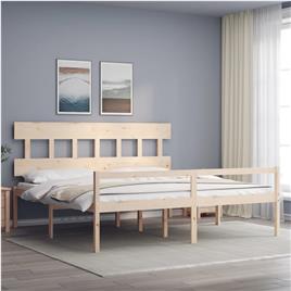 vidaXL Estrutura de cama com cabeceira 200x200 cm madeira maciça