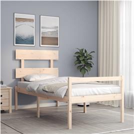vidaXL Estrutura de cama com cabeceira 100x200 cm madeira maciça