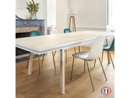 Mesa de Refeição Retangular MON PETIT MEUBLE FRANÇAIS com 2 Extensões (Azul Sombre de Rance - Madeira - 220 x 76 x 120 cm)