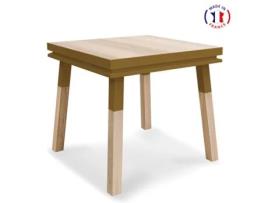 Mesa de Refeição Quadrada MON PETIT MEUBLE FRANÇAIS com 1 Gaveta (Verde Lancieux - Madeira - 80 x 75 x 80 cm)